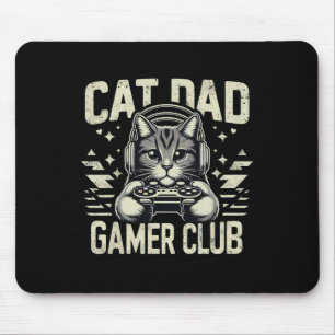 Lustiger Katzen-Vater-Gamer-Club für ihn Videospie Mousepad