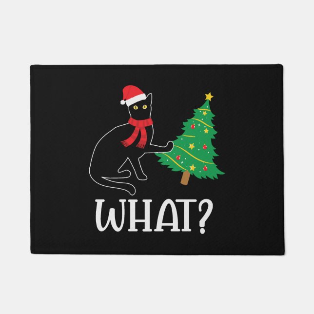 Lustiger Katzen-Weihnachtsbaum über Katze Was Fußmatte (Vorderseite)