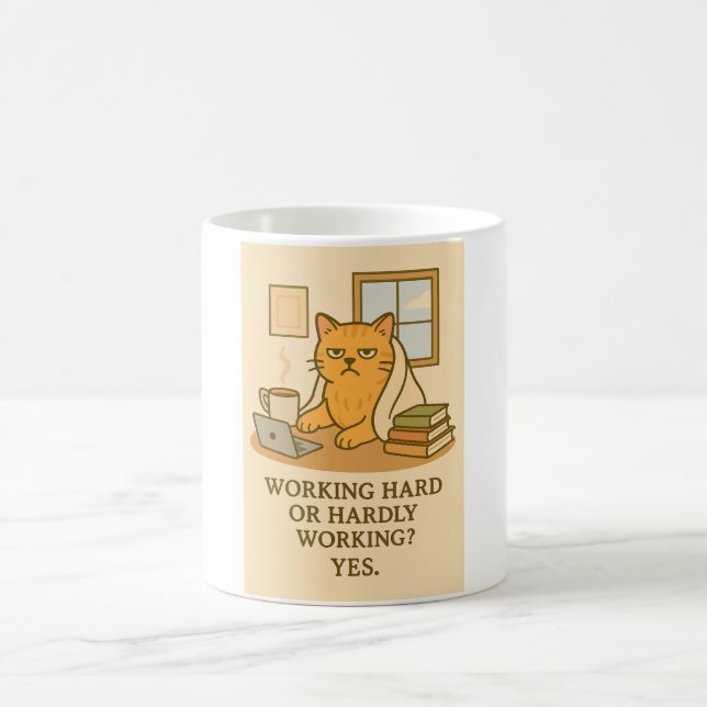 Lustiger Katzenarbeitsbecher Kaffeetasse (Mittel)