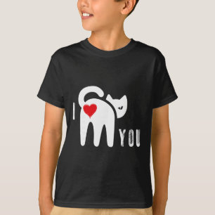 Lustiger Katzenarsch Herz Valentinstag Ich liebe d T-Shirt