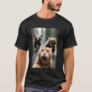 Lustiger Katzenbär-Angriffs-Selfie T-Shirt
