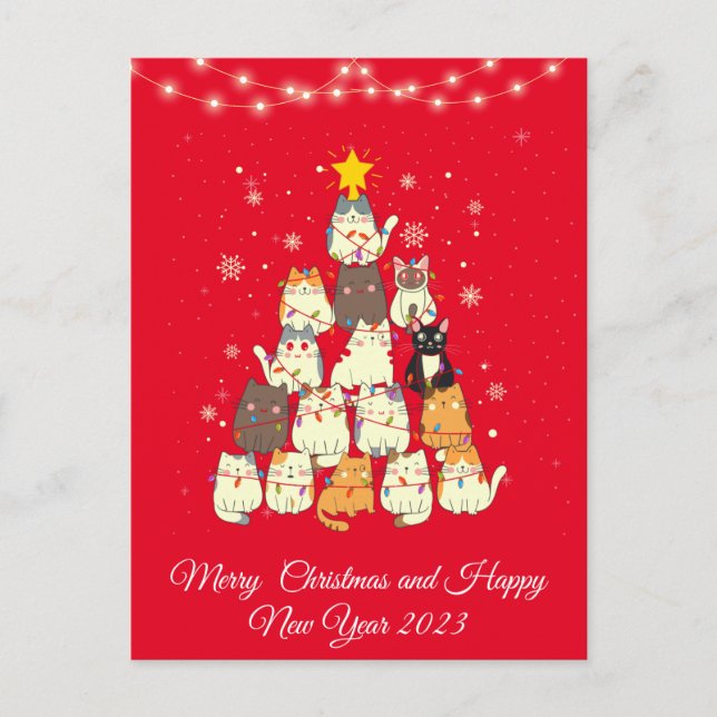 Lustiger Katzenbaum Weihnachten (Vorderseite)