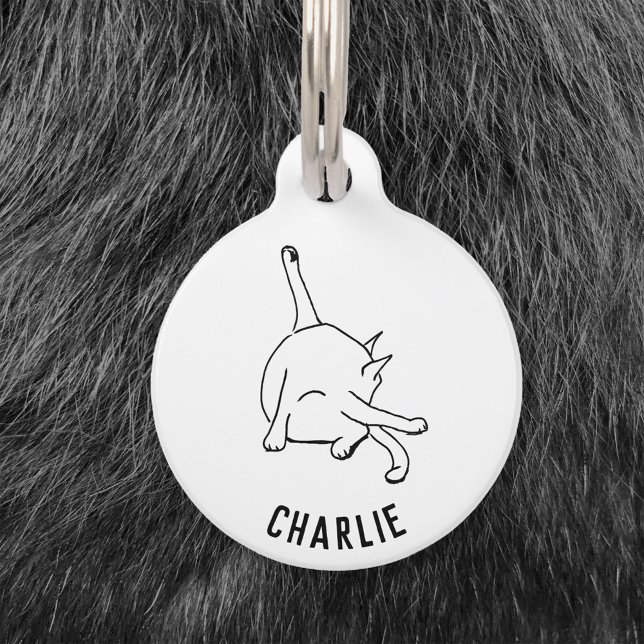 Lustiger Katzenhumor Haustiermarke (Funny cat humor personalized custom name and details pet tag)
