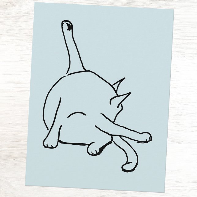 Lustiger Katzenhumor Postkarte (Fun cat humor line drawing postcard)