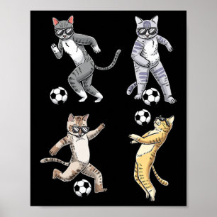 Lustiger Katzenliebhaber spielt Fußballspieler str Poster