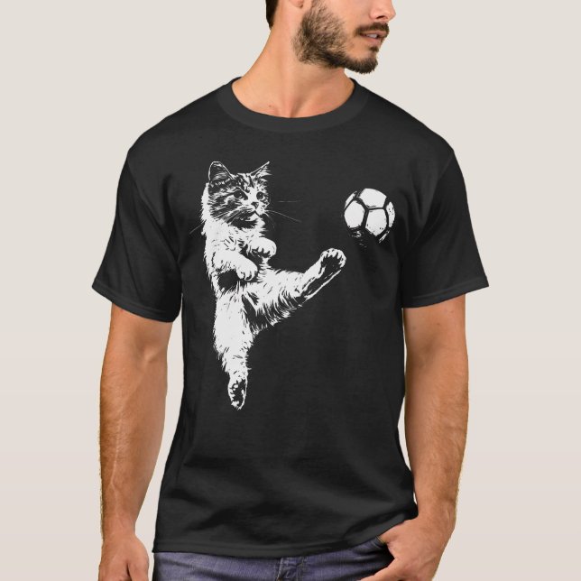 Lustiger Katzensoccer T-Shirt (Vorderseite)