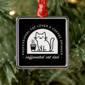 Lustiger Katzenvater Kaffeeliebhaber schwarz Ornament Aus Metall
