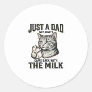 Lustiger Katzenvater kam mit der Milch Vintage-Shi Runder Aufkleber