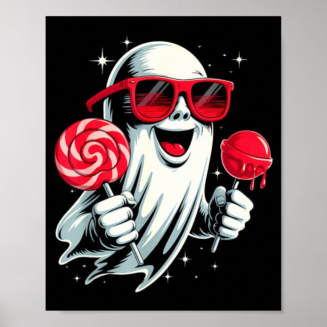 Lustiger Kaugummi-Geist – Retro-Kinder-Halloween-K Poster (Vorne)