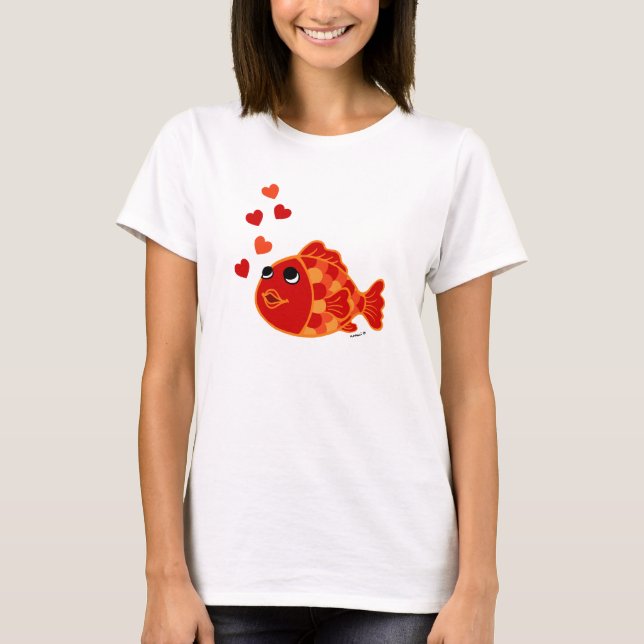 Lustiger Kawaii Goldfish-Cartoon T-Shirt (Vorderseite)