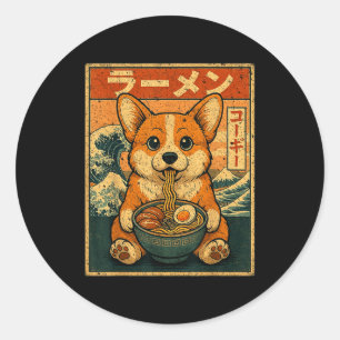 Lustiger Kawaii Ramen Corgi Japanische Nudeln Corg Runder Aufkleber