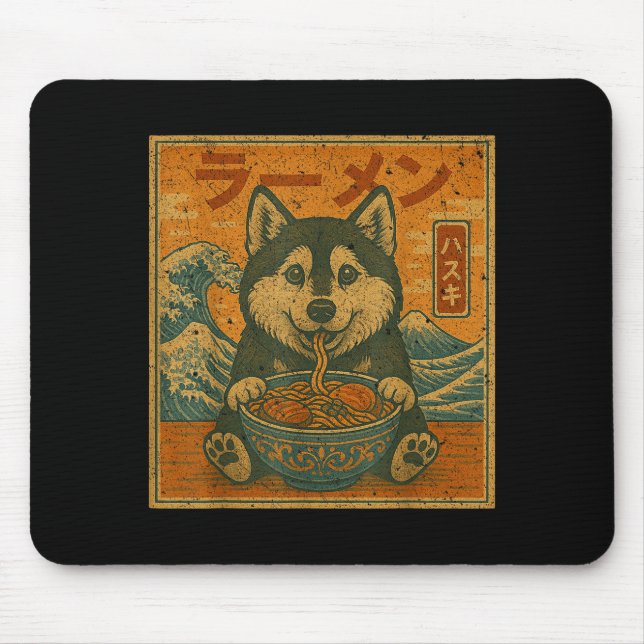 Lustiger Kawaii Ramen Husky Japanische Nudeln Husk Mousepad (Vorne)