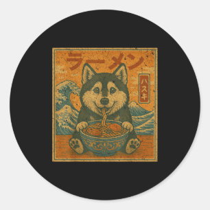 Lustiger Kawaii Ramen Husky Japanische Nudeln Husk Runder Aufkleber