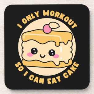 Lustiger Kawaii-Torte-Workout-Spruch Getränkeuntersetzer