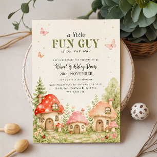 Lustiger Kerl Pilz Schmetterling Baby Shower Einladung
