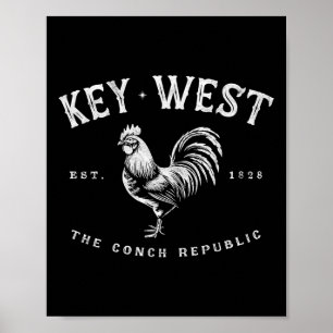 Lustiger Key West Hahn Huhn Sonnenaufgang Angeln S Poster