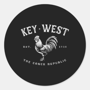 Lustiger Key West Hahn Huhn Sonnenaufgang Angeln S Runder Aufkleber