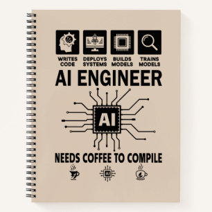 Lustiger KI-Ingenieur Codierer Programmierer Entwi Notizbuch