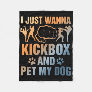 Lustiger Kickbox-Hundefreund Ich will nur Kickboxe Fleecedecke