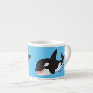 Lustiger Killerwal Orca süße Cartoon-Illustration Espressotasse