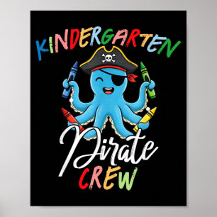 Lustiger Kindergarten-Lehrer Schüler Oktopus Pirat Poster