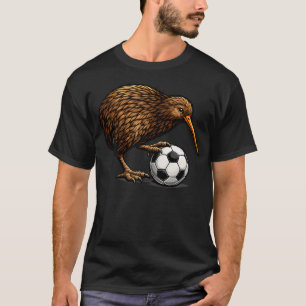Lustiger Kiwi-Vogel mit Fußball Neuseeland T-Shirt