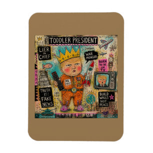 Lustiger Kleinkind-Präsident Cartoon-Collage Magnet