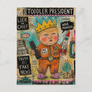 Lustiger Kleinkind-Präsident Cartoon-Collage Postkarte