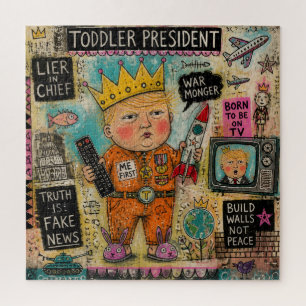 Lustiger Kleinkind-Präsident Cartoon-Collage Puzzle