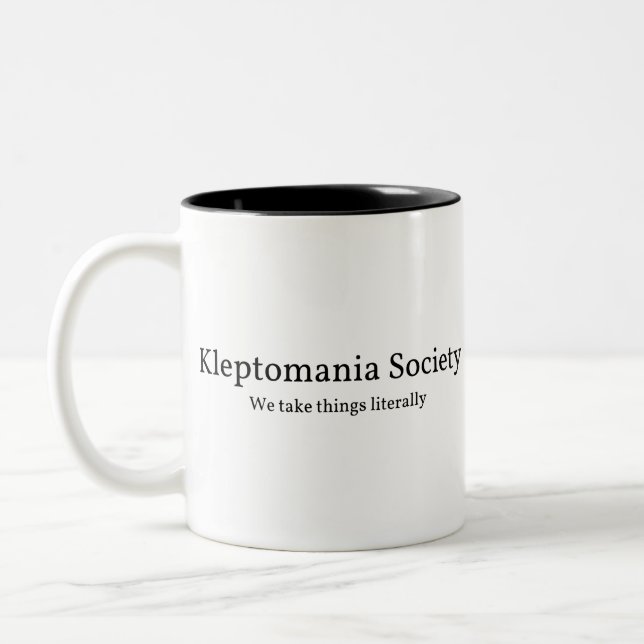 Lustiger Kleptomania Zweifarbige Tasse (Links)
