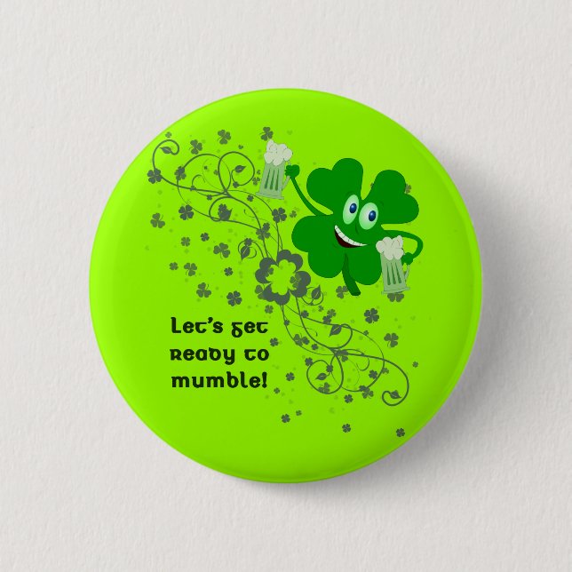 Lustiger Knopf St. Patricks Tages Button (Vorderseite)