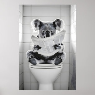 Lustiger Koala-Badezimmerdruck Retro-Toiletten-Hum Poster