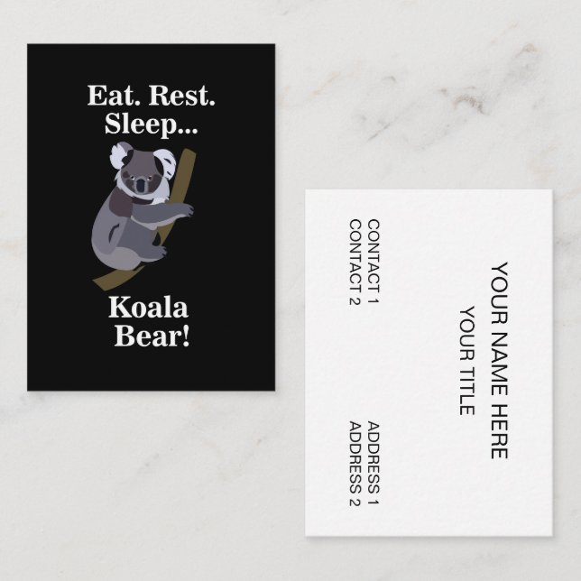 Lustiger Koala-Bär Visitenkarte (Vorne/Hinten)