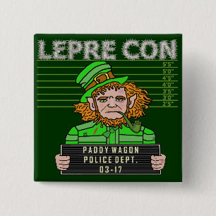 Lustiger Kobold Leprecon Mugshot Button