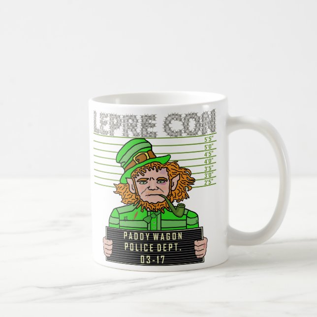 Lustiger Kobold Leprecon Mugshot v1 Tasse (Rechts)
