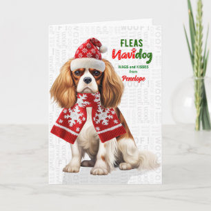 Lustiger König Charles Floh Navidog mit Namen Feiertagskarte