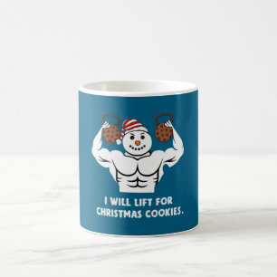 Lustiger Kraftdreikampf-Schneemann-Weihnachts-Gym- Kaffeetasse