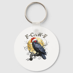 Lustiger Krähen-F-Caw-F-Vogel-Gothic-Weihnachtsman Schlüsselanhänger