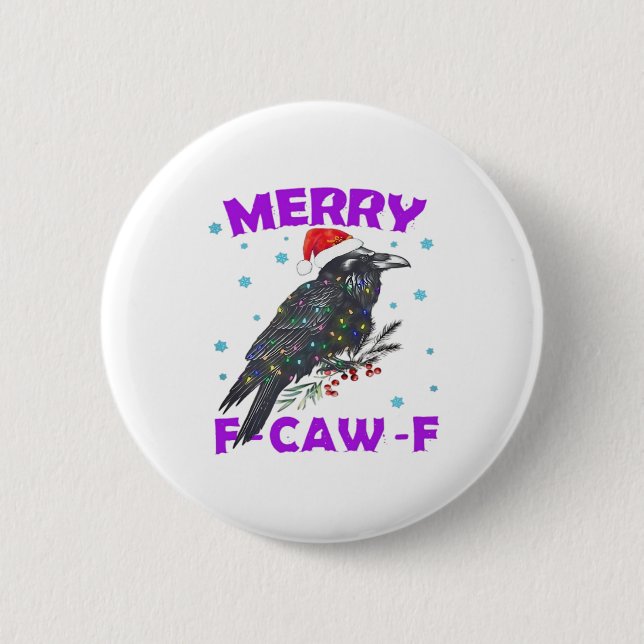 Lustiger Krähen-Weihnachtsklassiker im Vintage-Sti Button (Vorderseite)