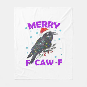 Lustiger Krähen-Weihnachtsklassiker im Vintage-Sti Fleecedecke