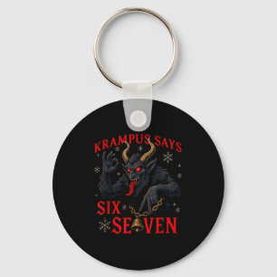 Lustiger Krampus sagt sechs sieben 6 7 Meme Weihna Schlüsselanhänger