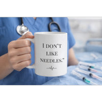 Lustiger Krankenpfleger-Mug „Ich mag keine Nadeln“