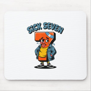 Lustiger Kranker Sieben Meme Sechs Sieben Wortspie Mousepad