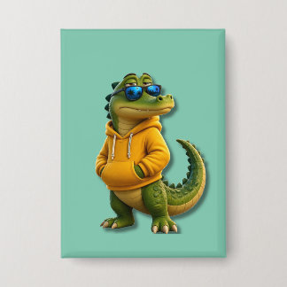 Lustiger Krokodil-Charakter-Mintgrüner-Button-Pin Button