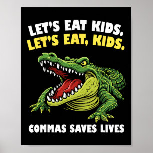 Lustiger Krokodil Lasst uns Kommas essen rettet Le Poster