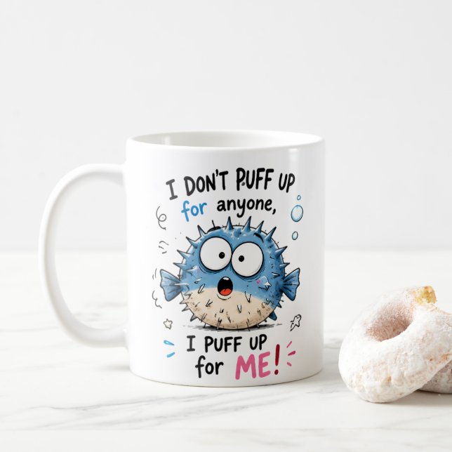 Lustiger Kugelfisch-Kinderpullover | Ich blähe mic Kaffeetasse (Mit Donut)