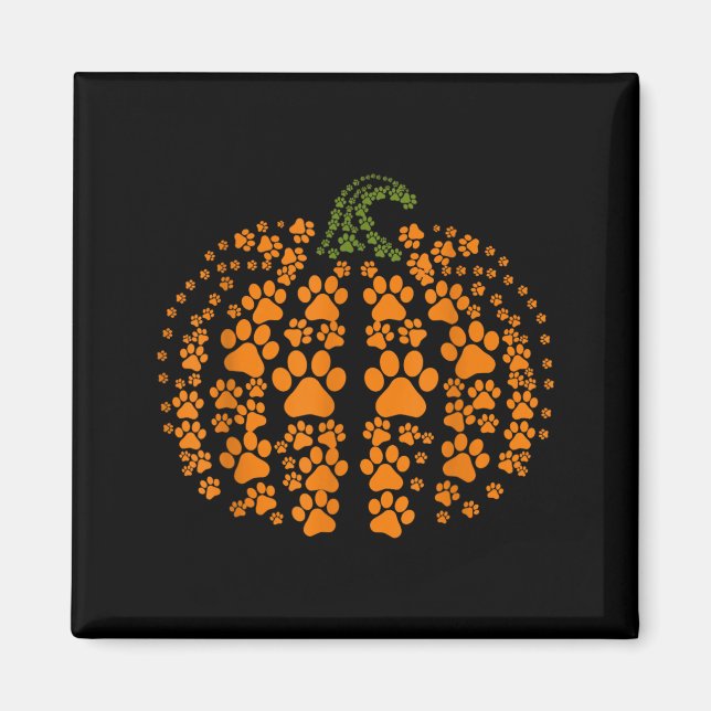 Lustiger Kürbis Halloween Pfote Hund Magnet (Vorne)