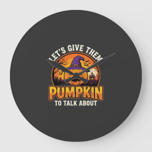 Lustiger Kürbis Halloween Wortspiel Design_1 Große Wanduhr