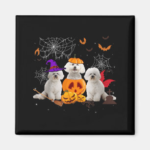 Lustiger Kürbis Hexe Bichon Frise Hund Halloween Magnet