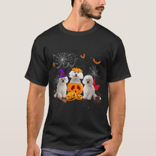 Lustiger Kürbis Hexe Bichon Frise Hund Halloween T-Shirt